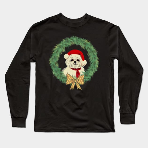 Christmas with Fluffy Small White Dog I Love My Crusty White Dog Puppy So Much Long Sleeve T-Shirt by Mochabonk